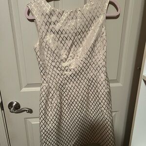 WHBMElegant Cream and Gold Sleeveless Dress